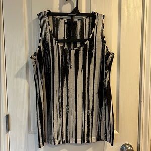Kenneth Cole Black and Cream Striped Women's Sleeveless Top